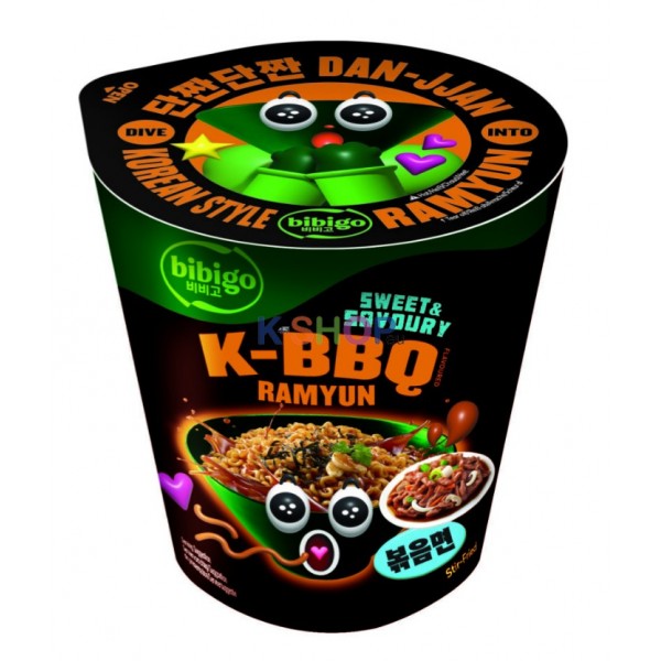 CJ BIBIGO BIBIGO Korean Instant Cup Ramen Noodles(K-BBQ Sweet & Spicy) 98g 1